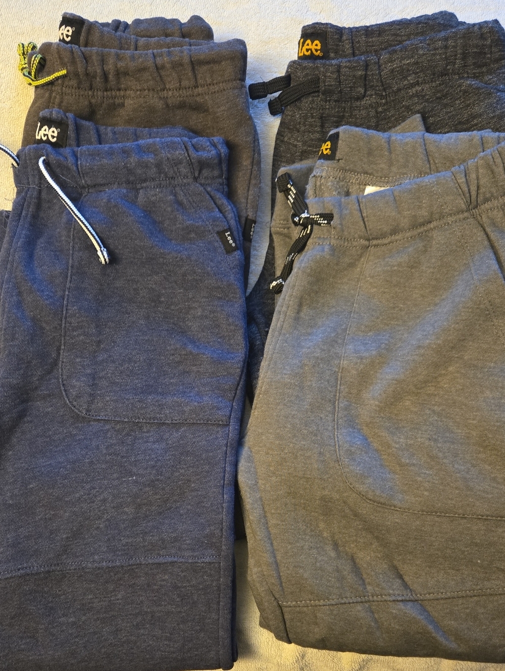 4 pairs Lee Youth Drawstring Joggers in Charcoal & Heather Gray
